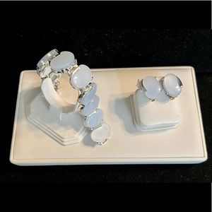 Vintage Signed LERU Lucite Link Bracelet and Earrings Set